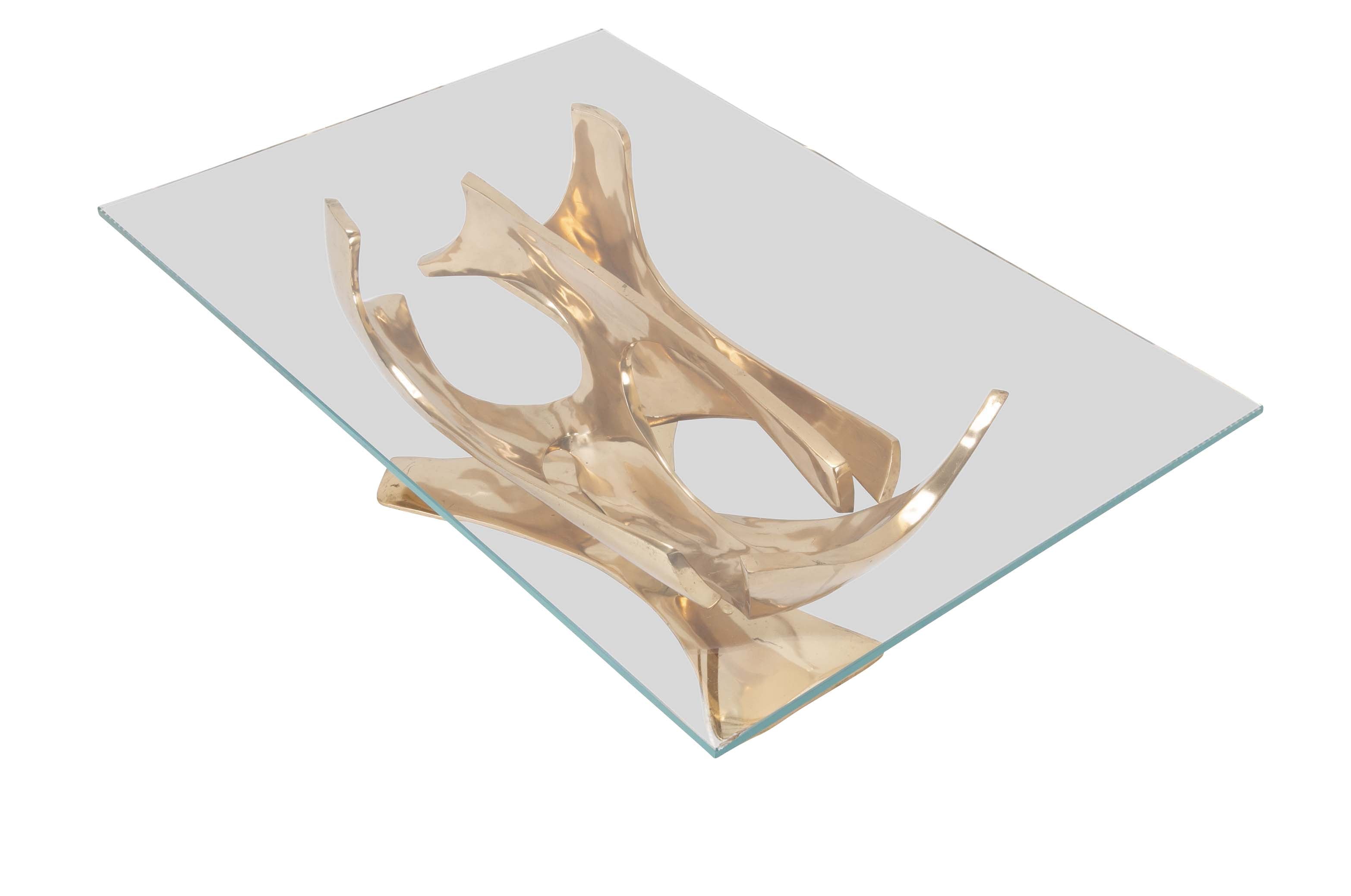 A Limited Edition Gilt Bronze Coffee Table Designed by Fred Brouard