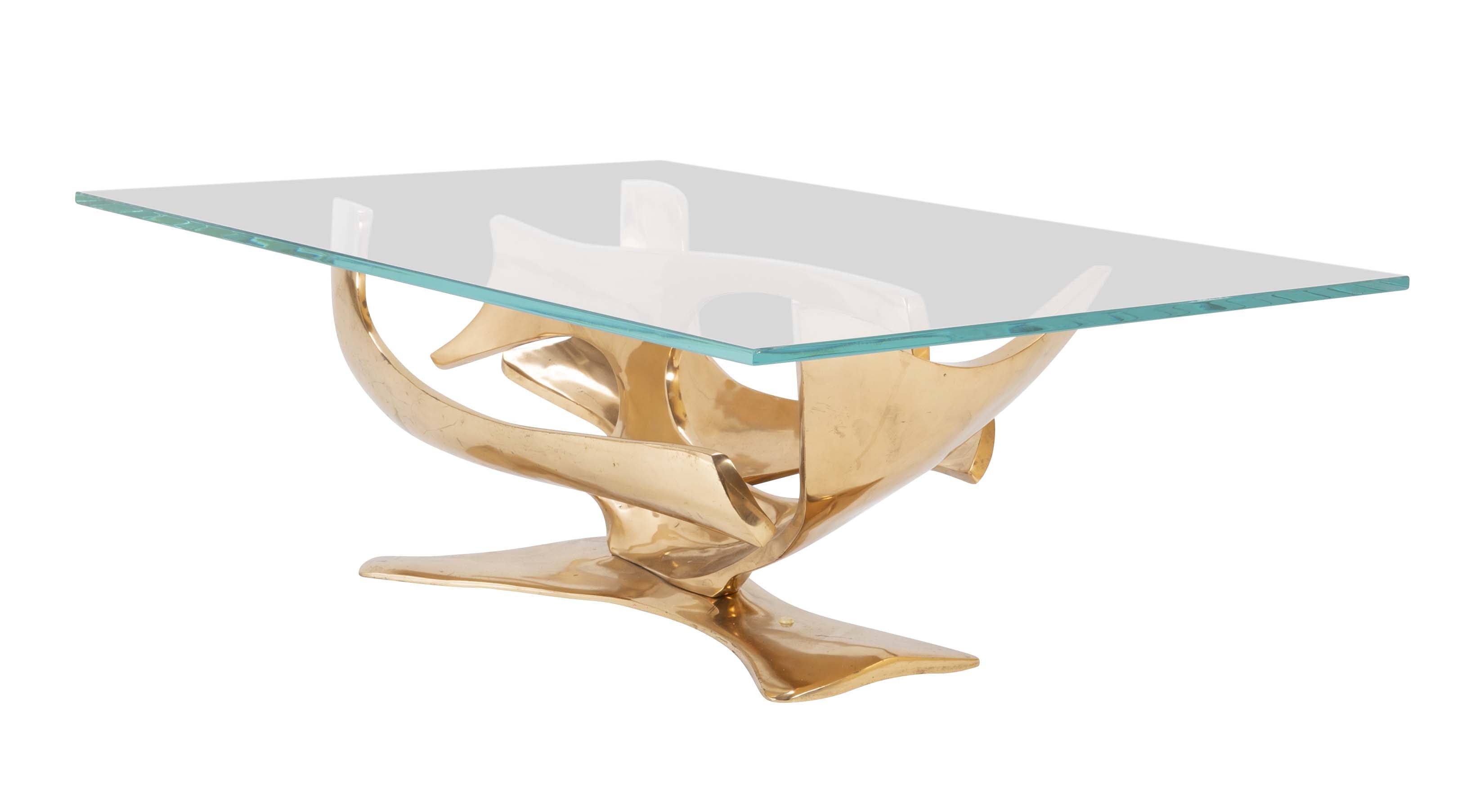 A Limited Edition Gilt Bronze Coffee Table Designed by Fred Brouard