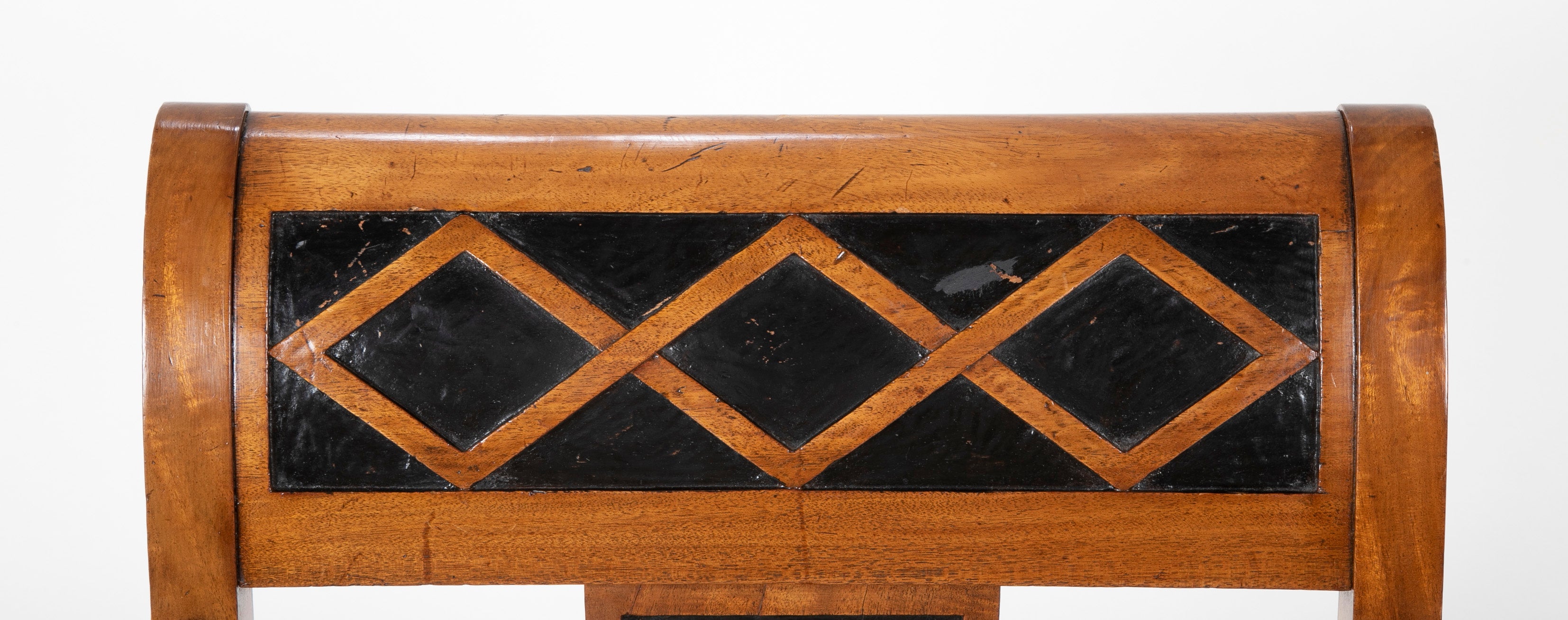 A Pair of Continental Neoclassical Chairs with Carved Egyptian Head on the Arm