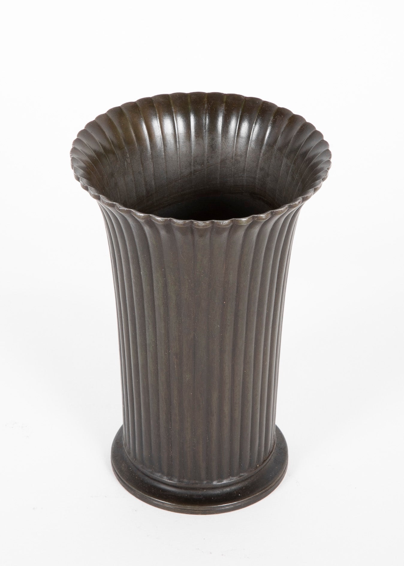 Pair of Just Andersen Patinated "Disko" Metal Vases