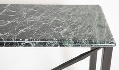 Pair of Neo-Classical Style Steel Console Tables with Marble Tops