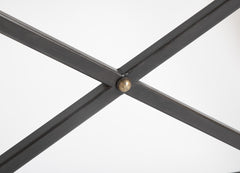 Pair of Neo-Classical Style Steel Console Tables with Marble Tops