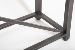 Pair of Neo-Classical Style Steel Console Tables with Marble Tops