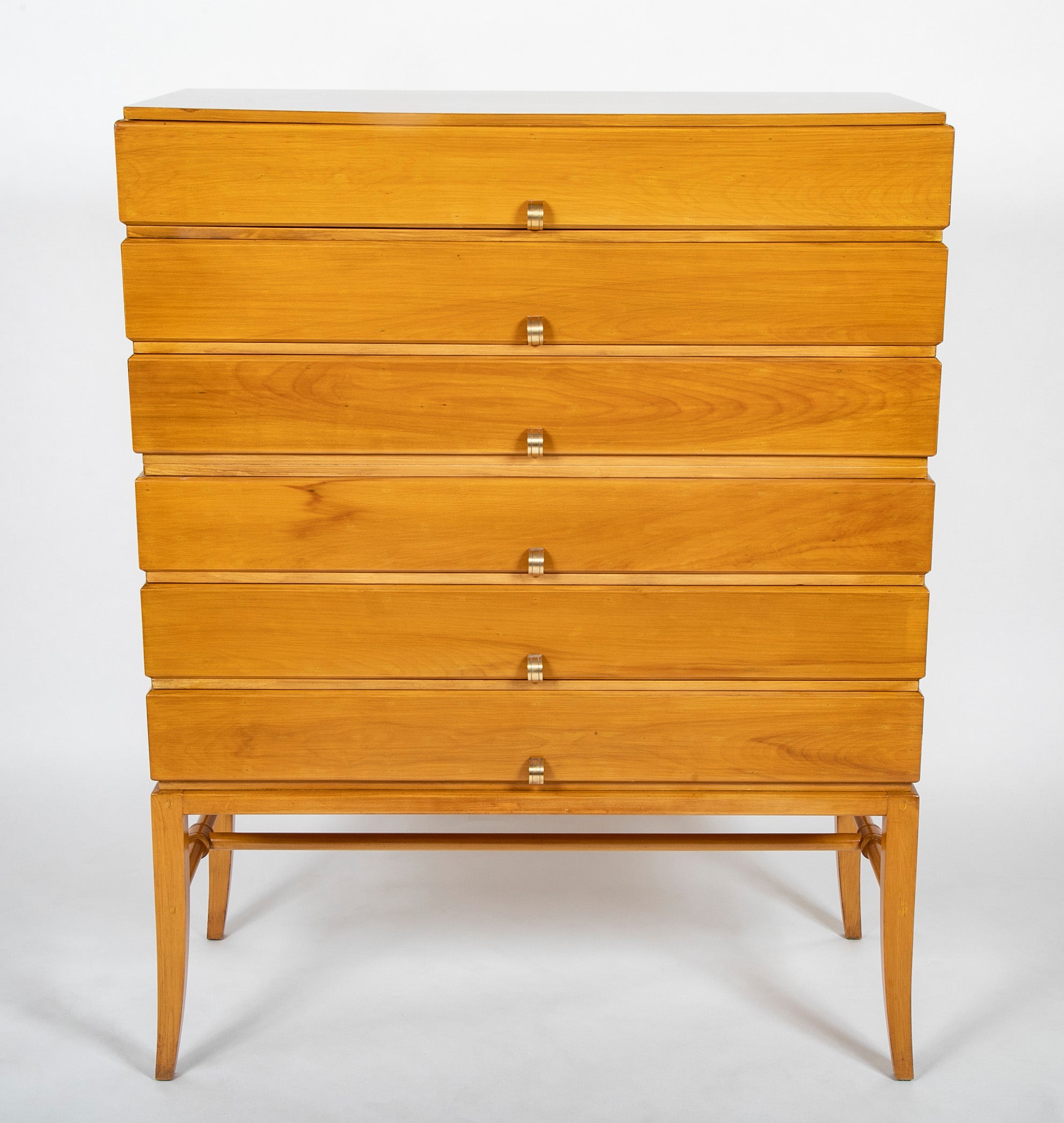 Tommi Parzinger Six Drawer High Chest on Stand