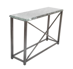 Pair of Neo-Classical Style Steel Console Tables with Marble Tops