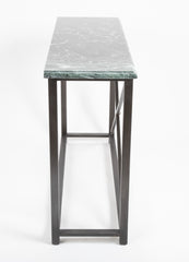 Pair of Neo-Classical Style Steel Console Tables with Marble Tops