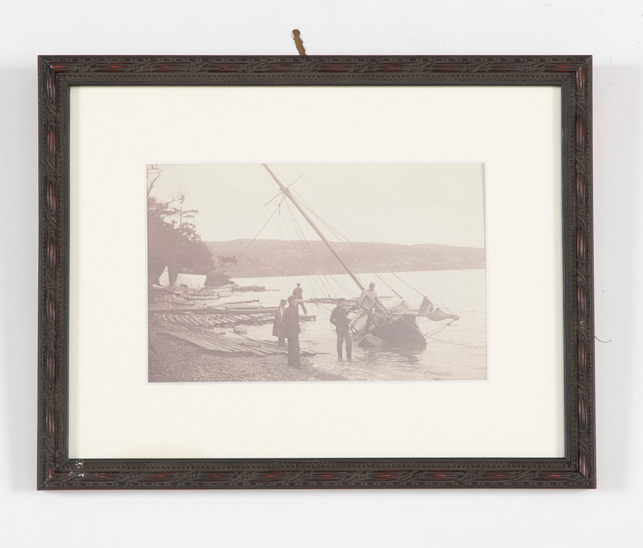 Antique Yachting Photograph "Ashore on Lake Champlain"