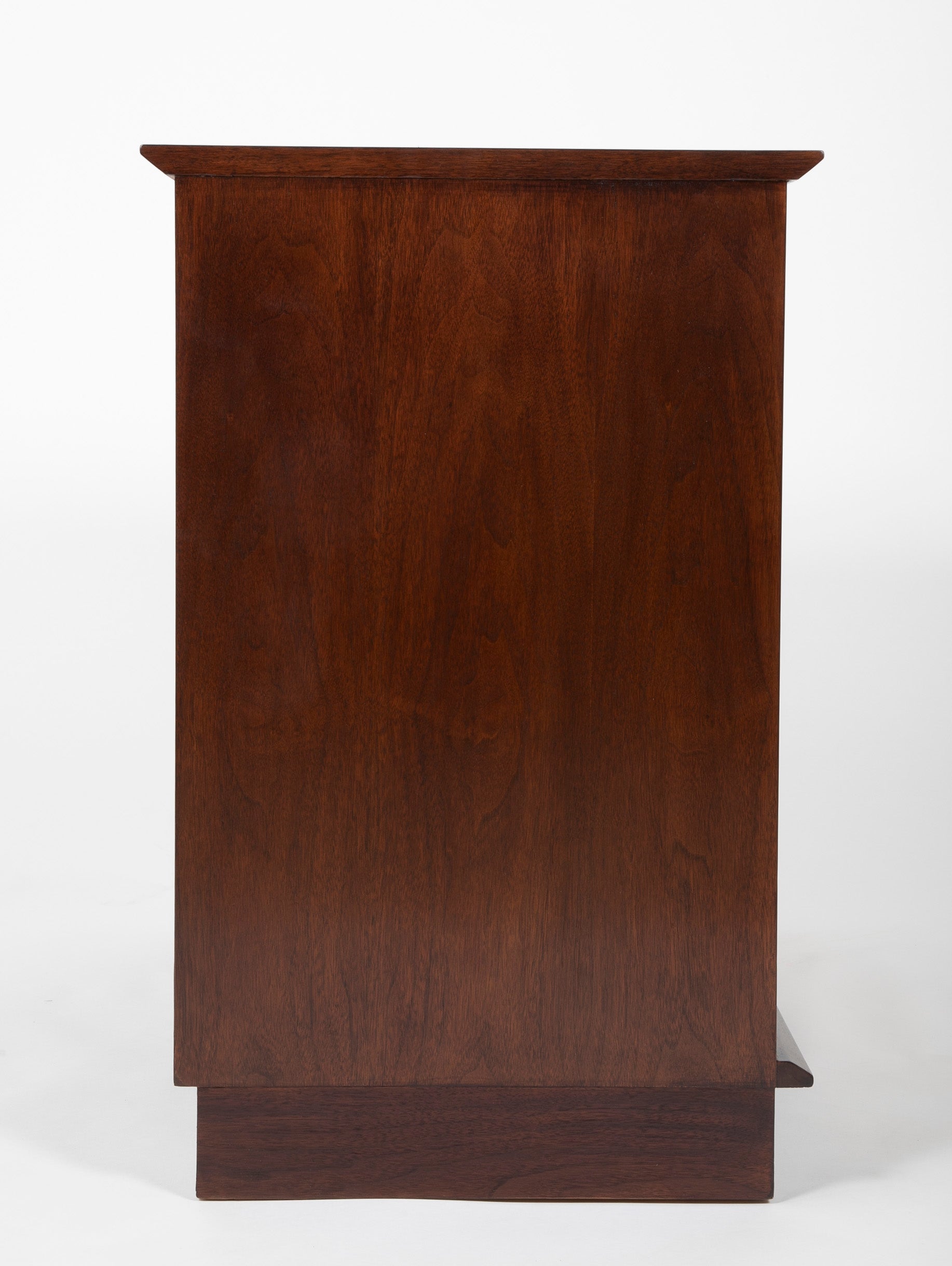 A Pair of Walnut Cabinets with Cane Fronted Sliding Doors
