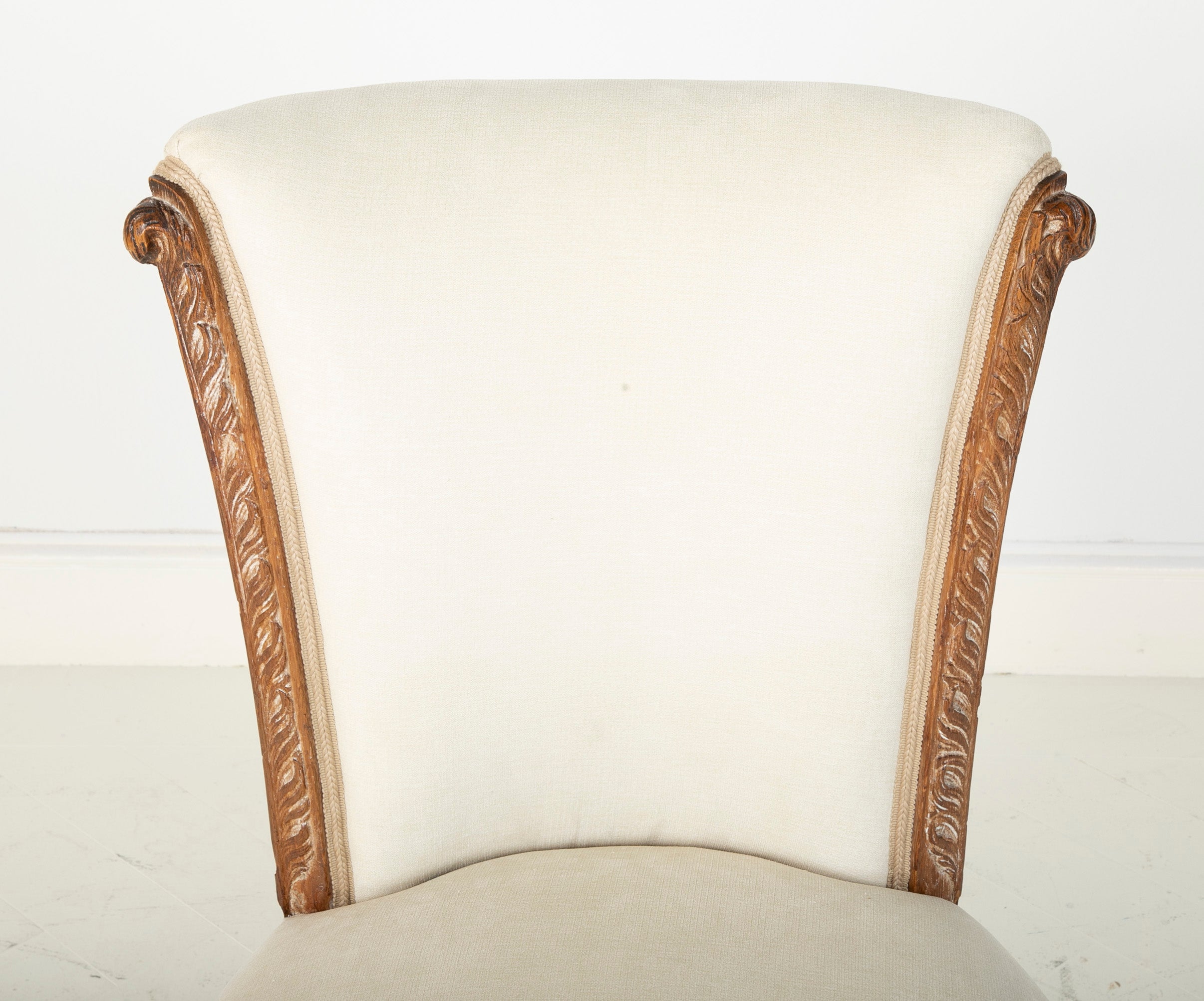 Pair Of French Maison Jansen Cerused Oak Dining Chairs