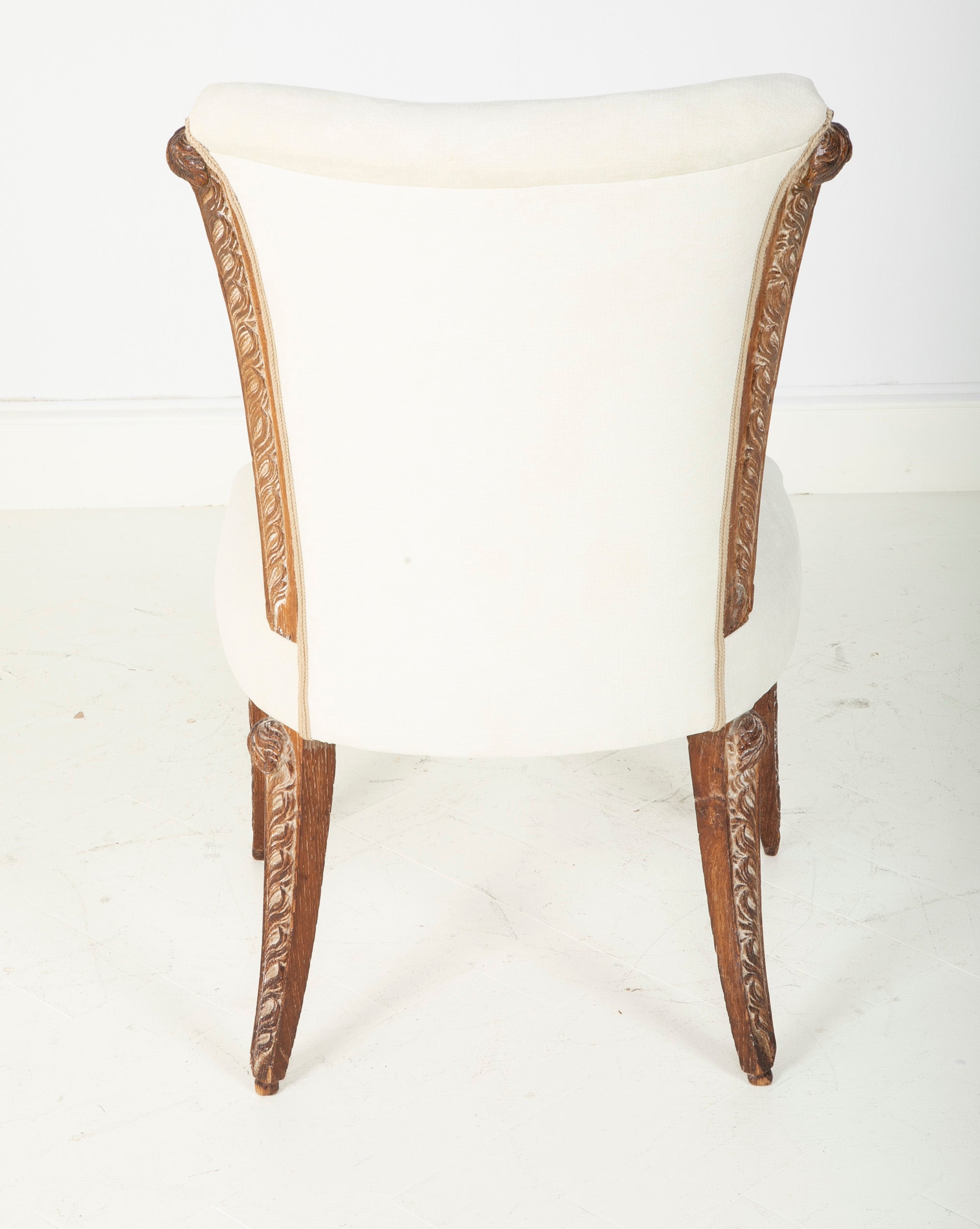 Pair Of French Maison Jansen Cerused Oak Dining Chairs