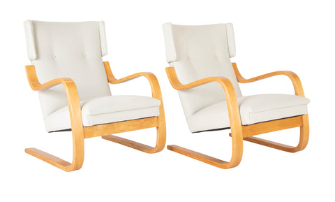 Pair of Model 401 Alvar Aalto Wing Chairs