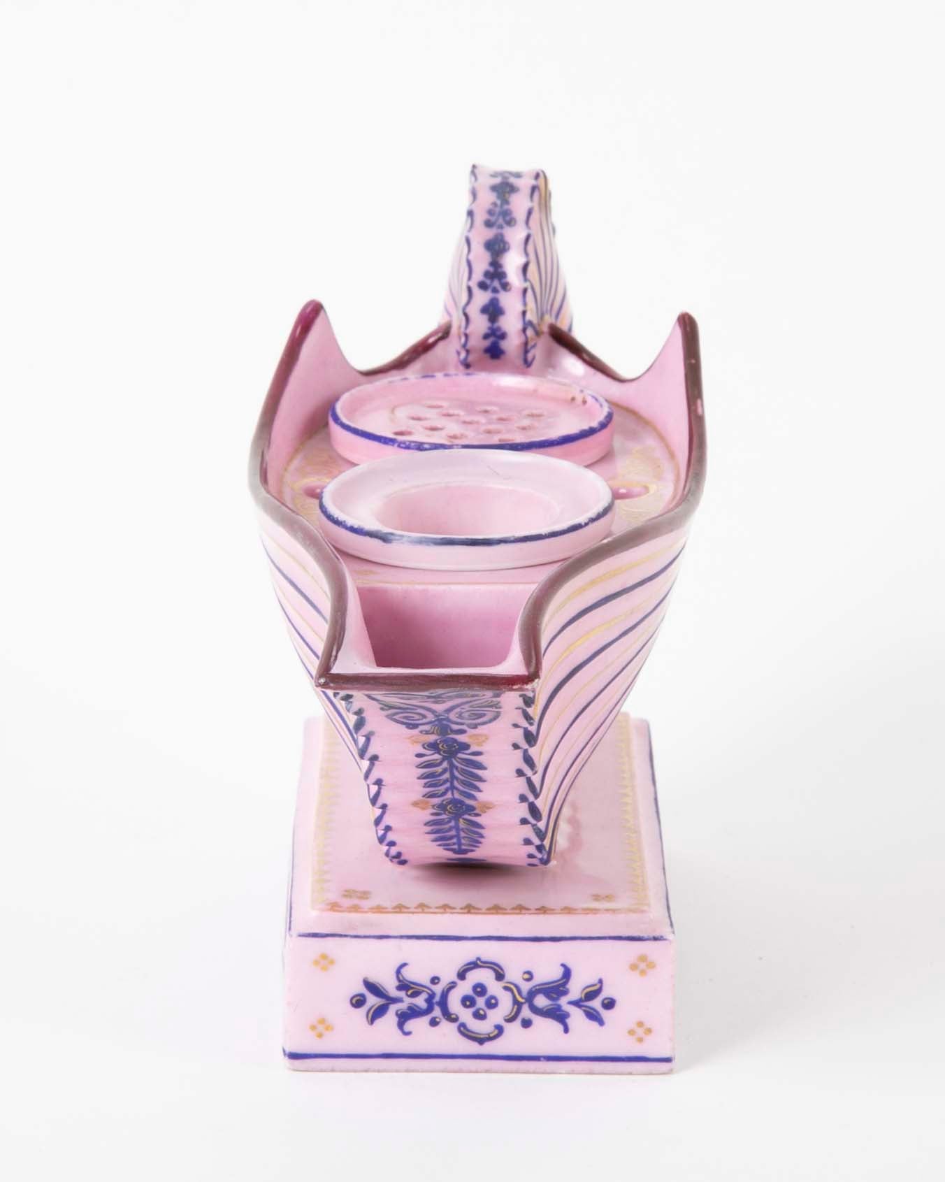 Dynamic 19th Century French Porcelain Encrier or Inkwell