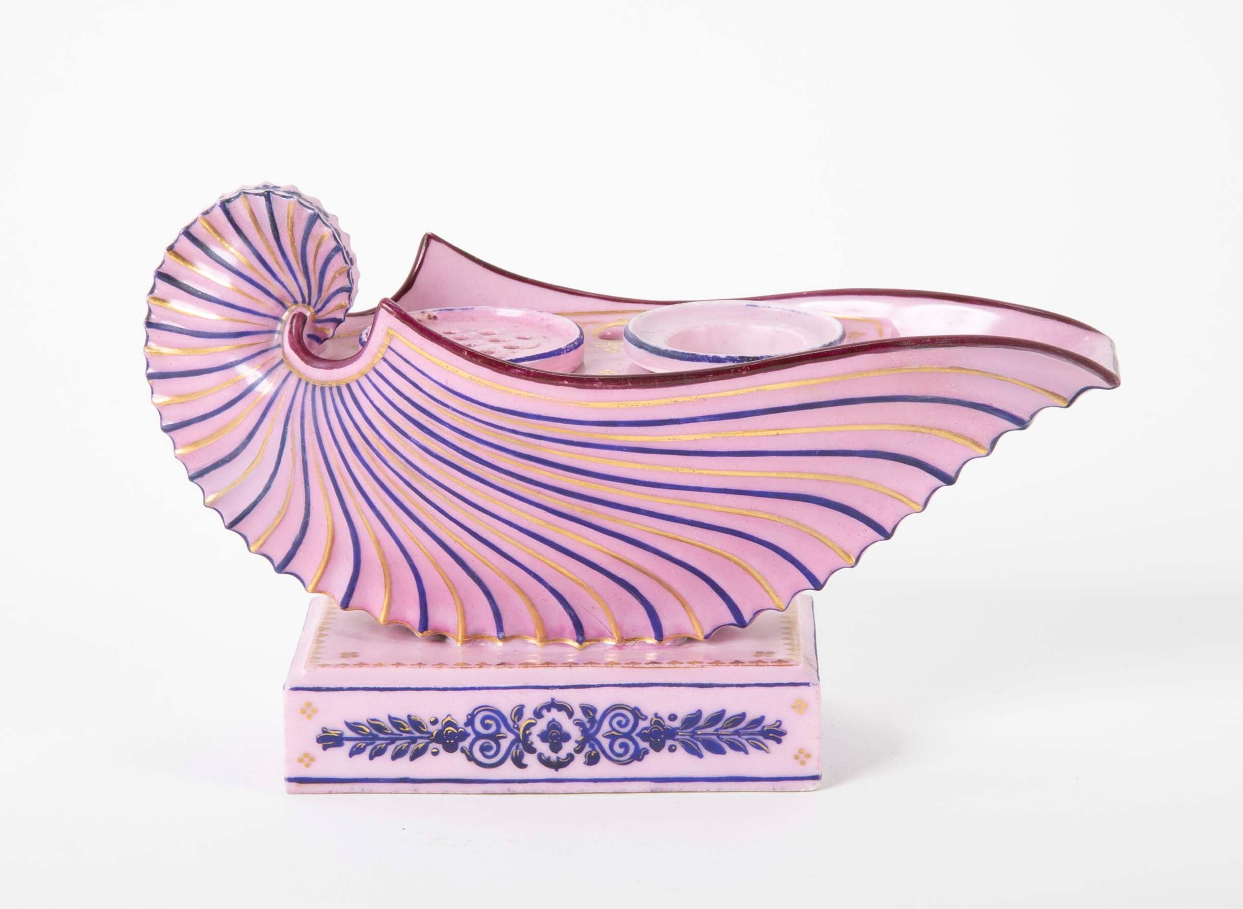 Dynamic 19th Century French Porcelain Encrier or Inkwell