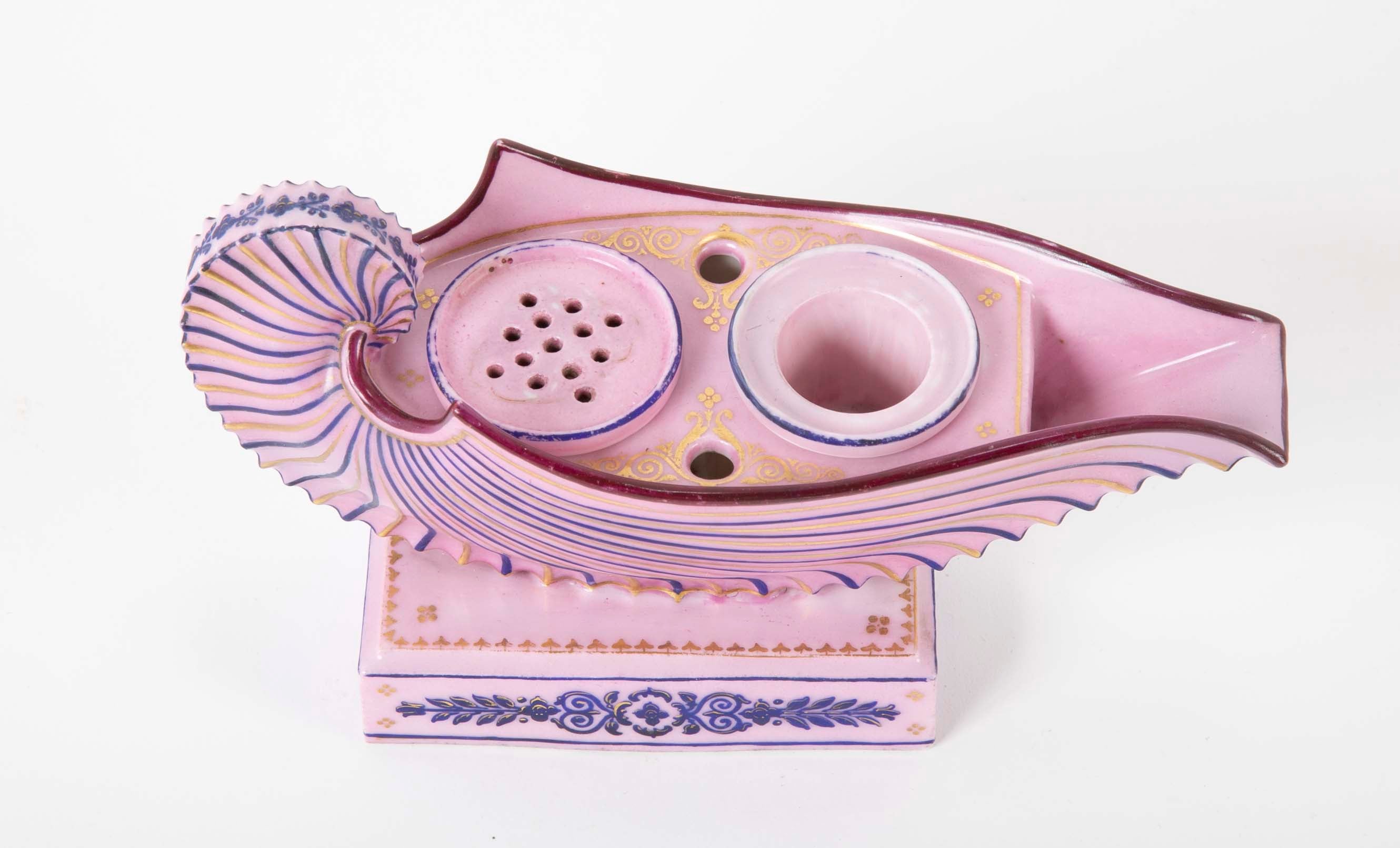 Dynamic 19th Century French Porcelain Encrier or Inkwell