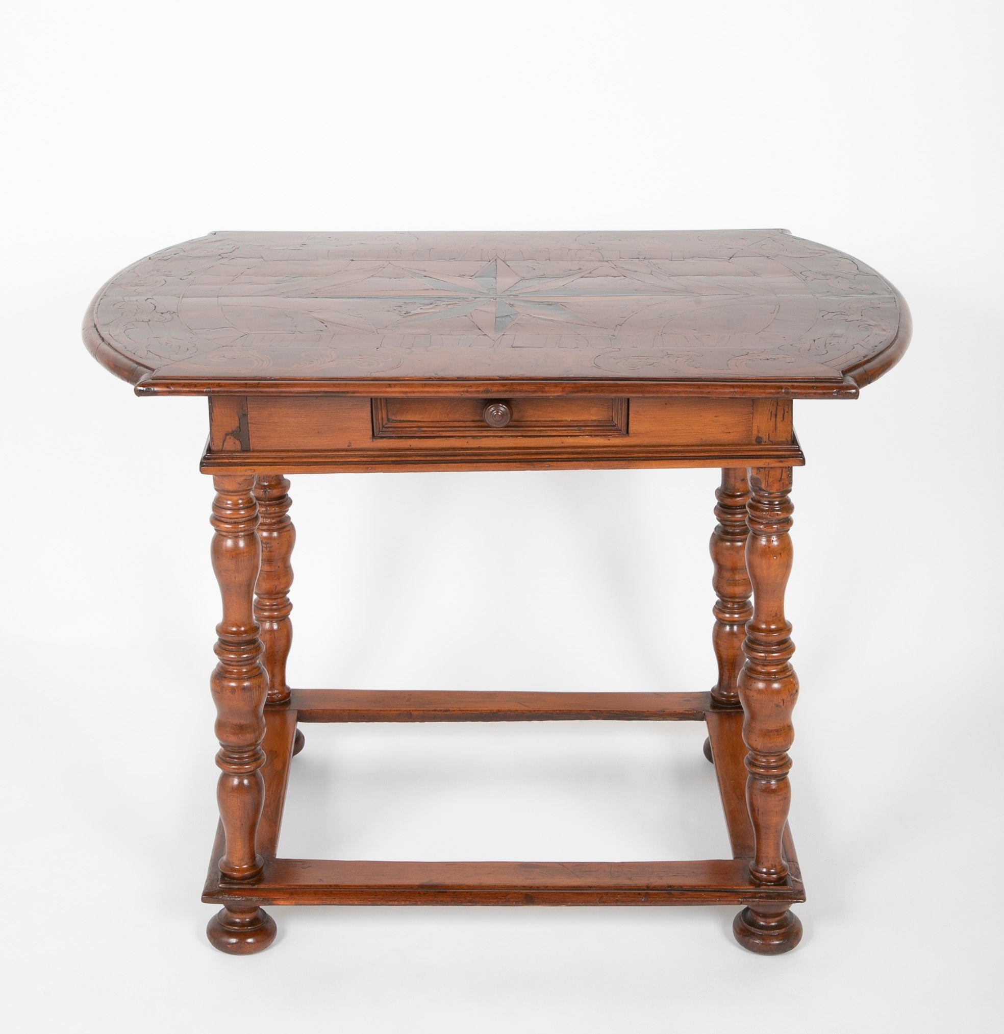 Very Early 18th Century Continental Walnut Marquetry Border Side Table