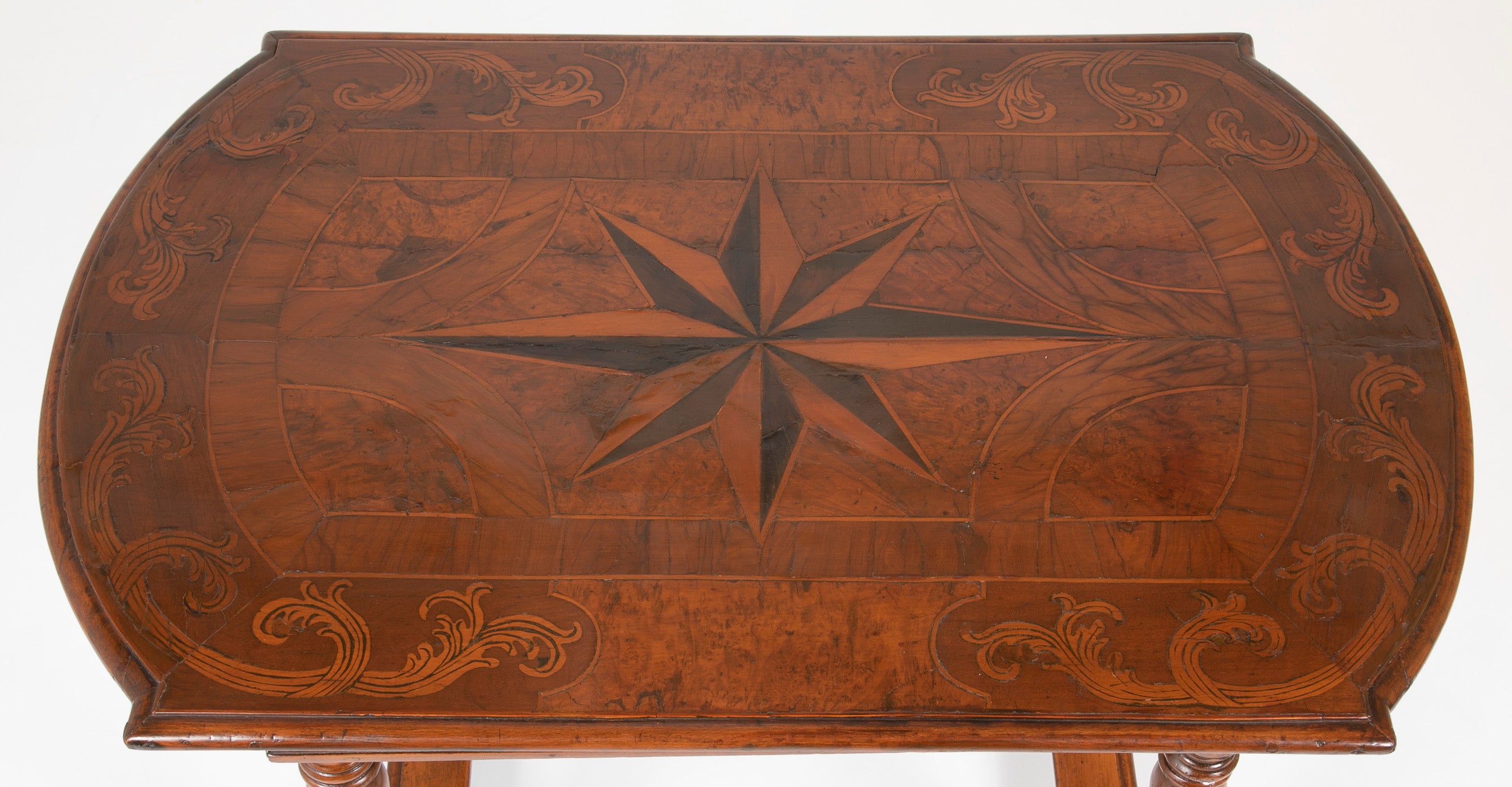 Very Early 18th Century Continental Walnut Marquetry Border Side Table