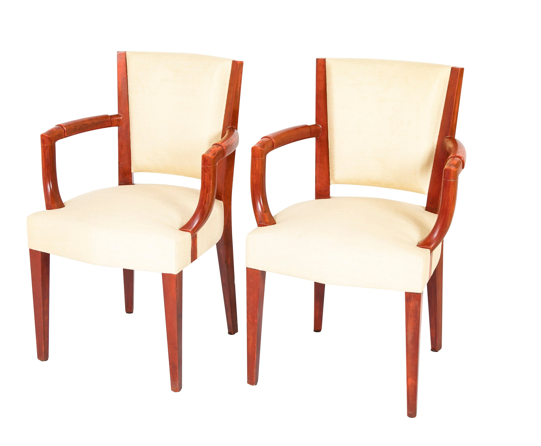 Set of 4 Red Lacquered Dining Chairs by Eugene Printz