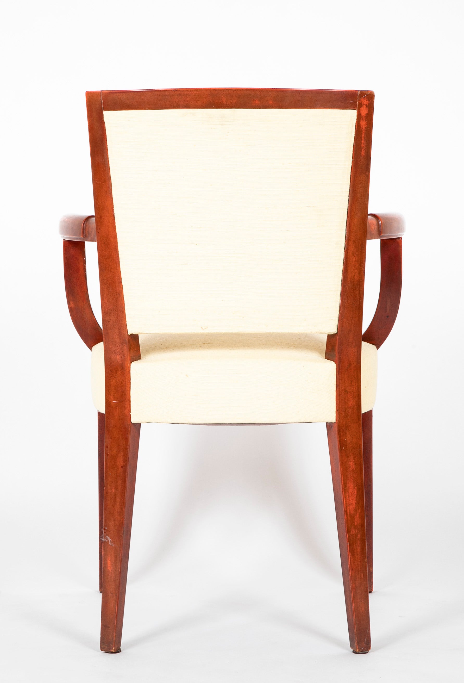 Set of 4 Red Lacquered Dining Chairs by Eugene Printz