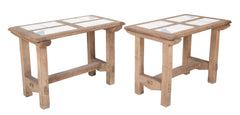 Pair of French Arts & Crafts Tile Inlaid Oak Tables