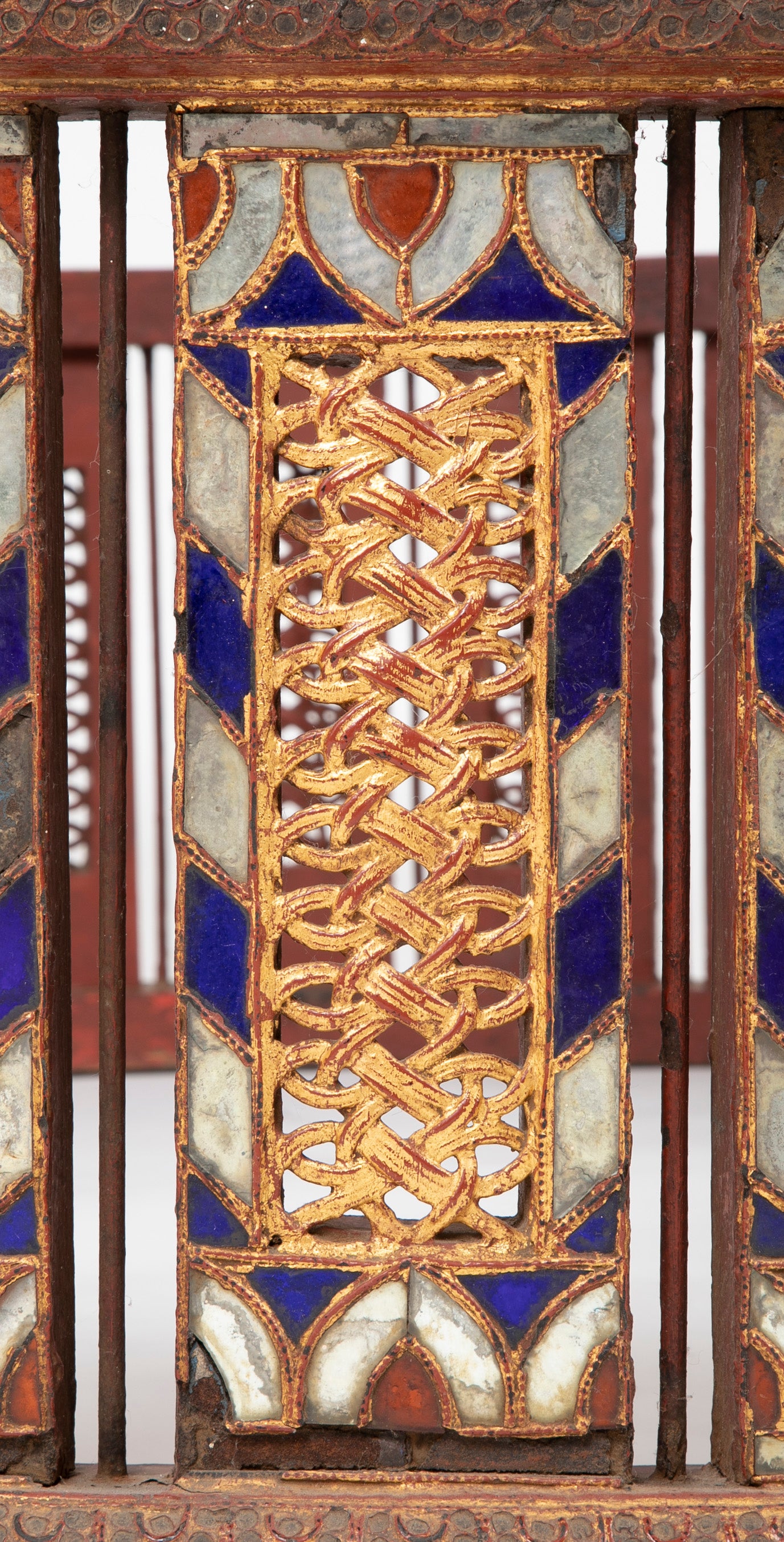 19th Burmese Inlaid Mosaic Round Glass Topped Coffee Table