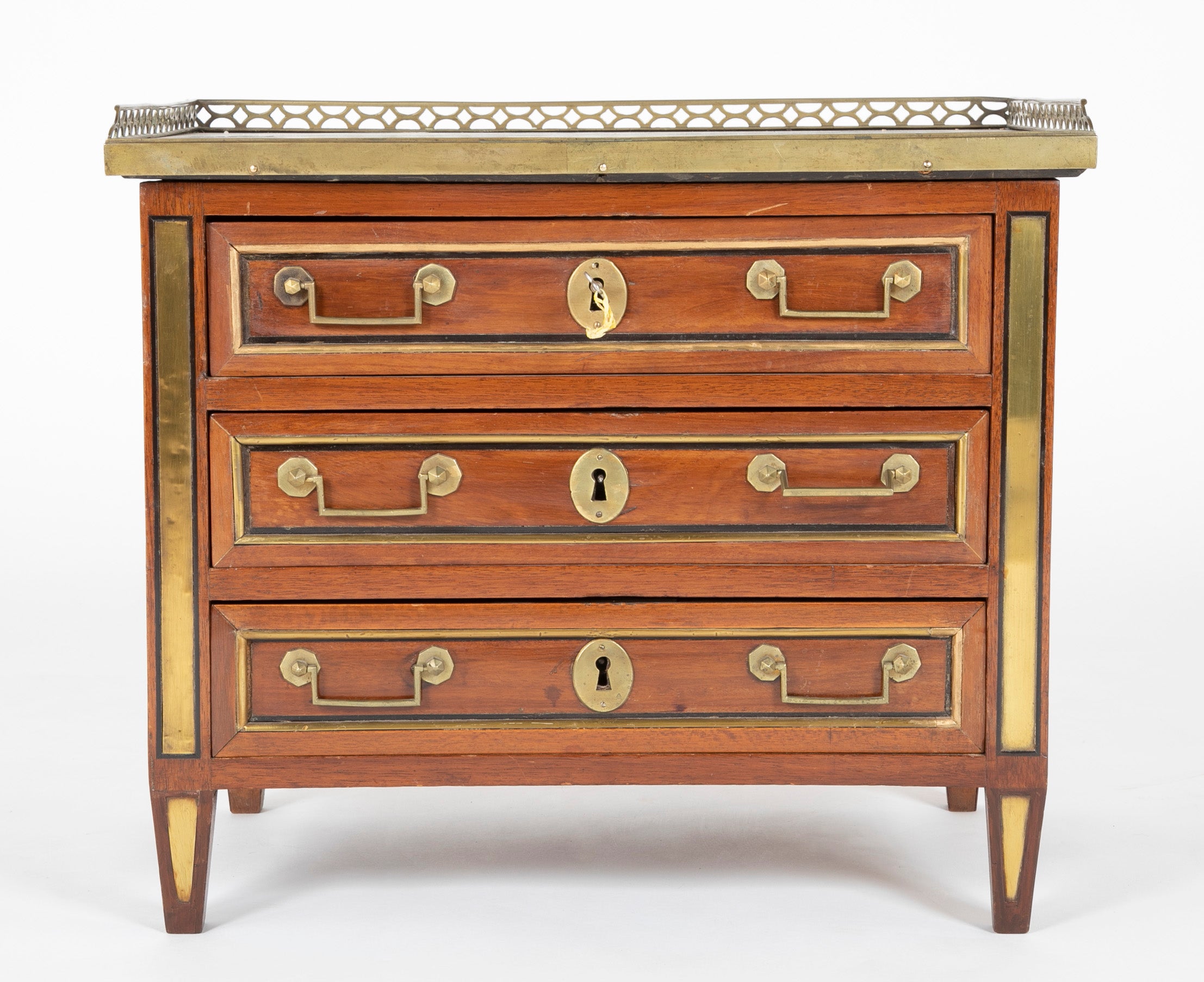 French Louis XVI Bronze Gallery Miniature Commode