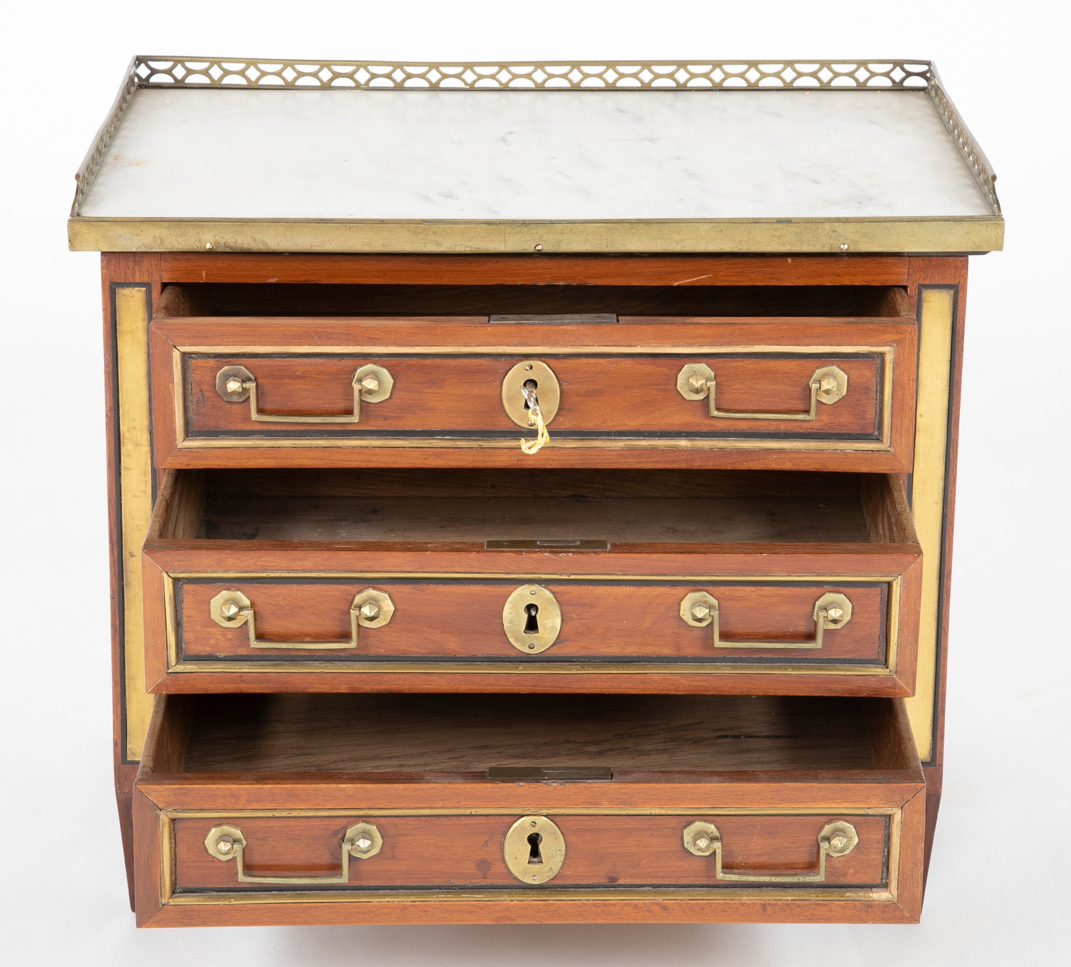 French Louis XVI Bronze Gallery Miniature Commode