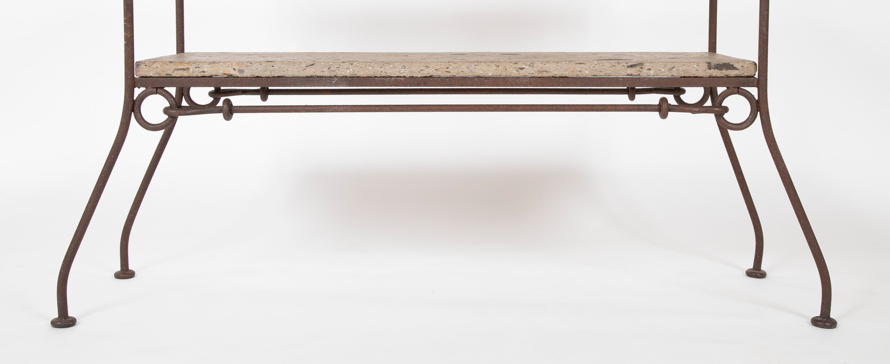 Diego Giacometti Style Wrought Iron and Stone Book Shelves