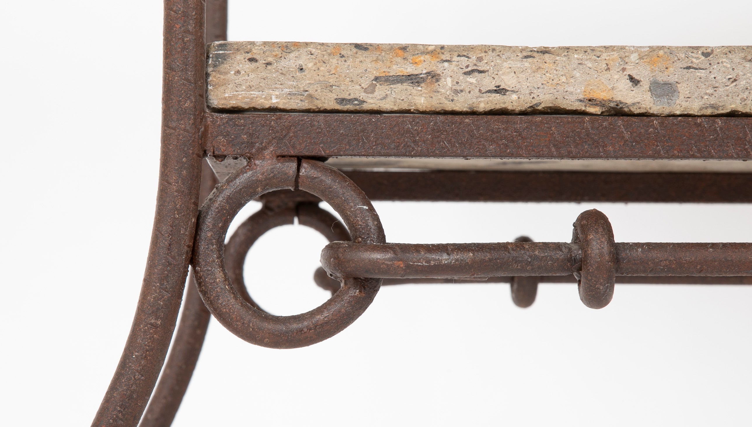 Diego Giacometti Style Wrought Iron and Stone Book Shelves
