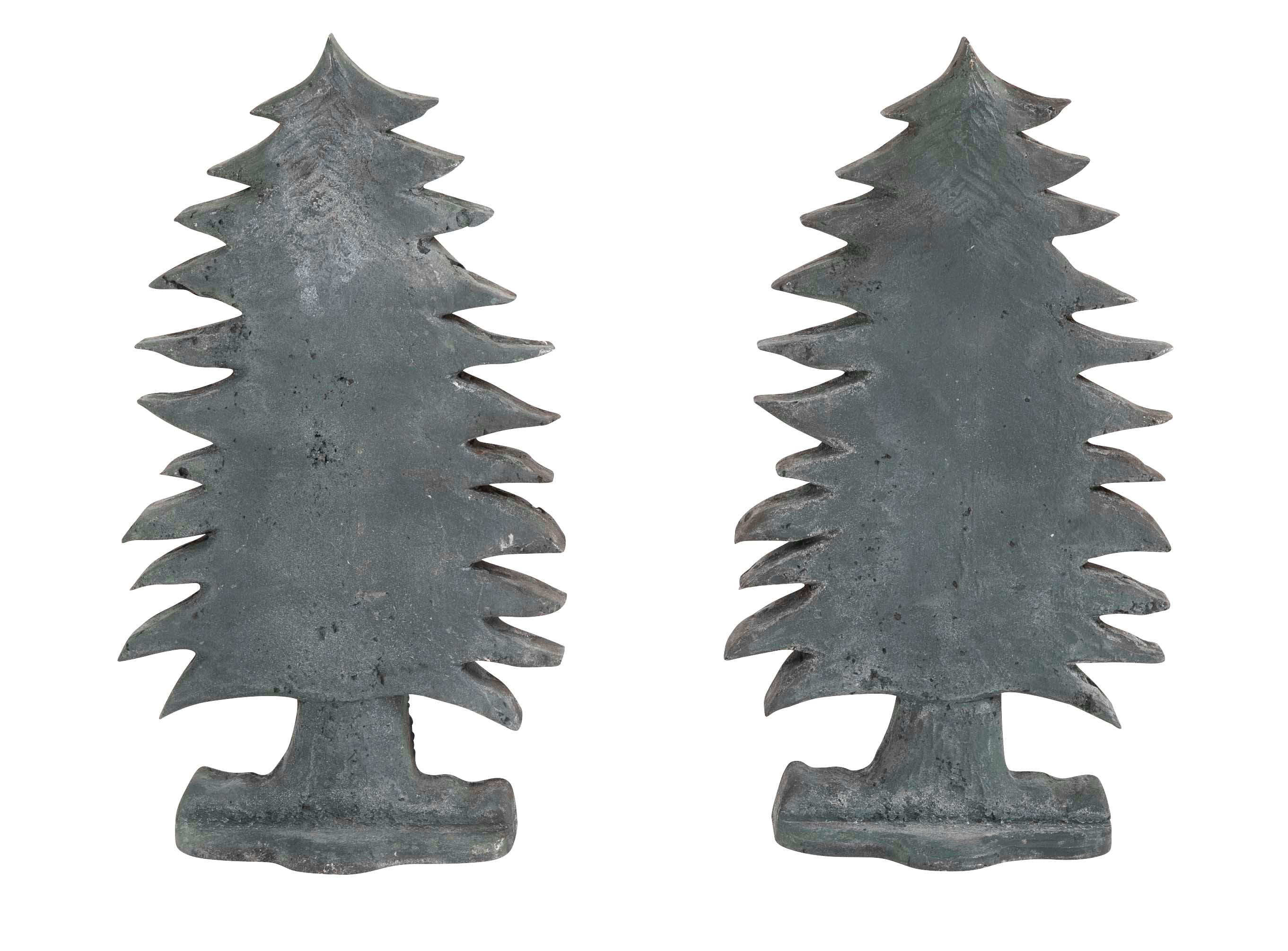 Unique Pair of Vintage Evergreen Tree Form Puddle Cast Iron Andirons