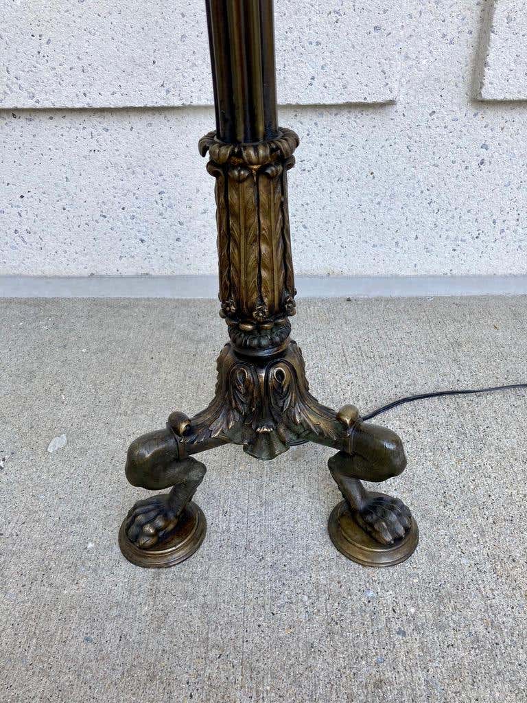 Italian Neoclassical Bronze Floor Lamp with Paw Feet