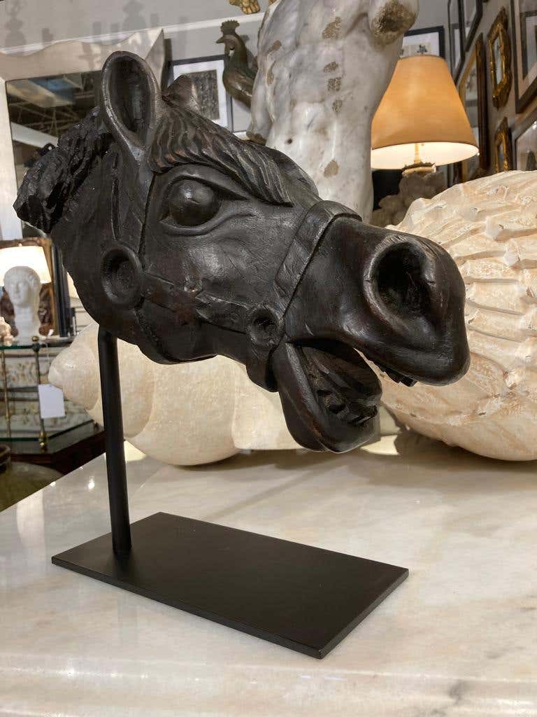 19th Century American Carved Wood Horse Head
