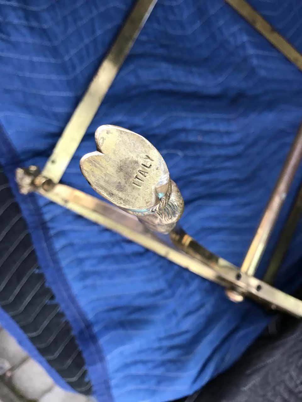 Italian Mid-Century Glass Topped Bronze Side Table with Rams Heads and Hoof Feet