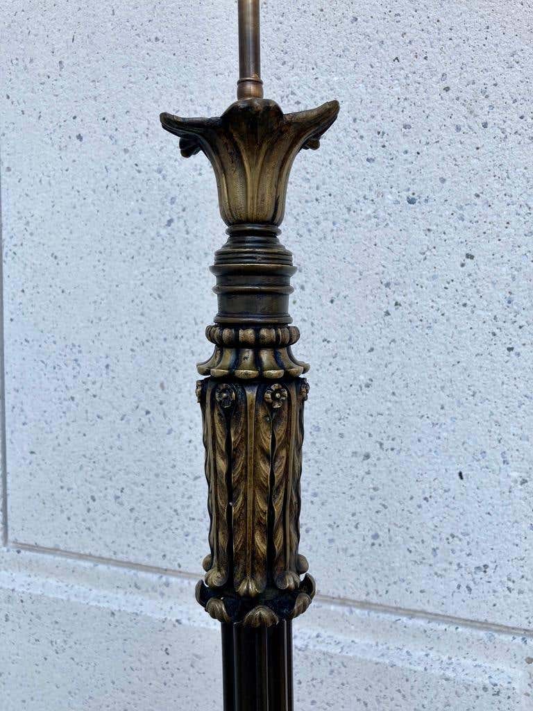 Italian Neoclassical Bronze Floor Lamp with Paw Feet