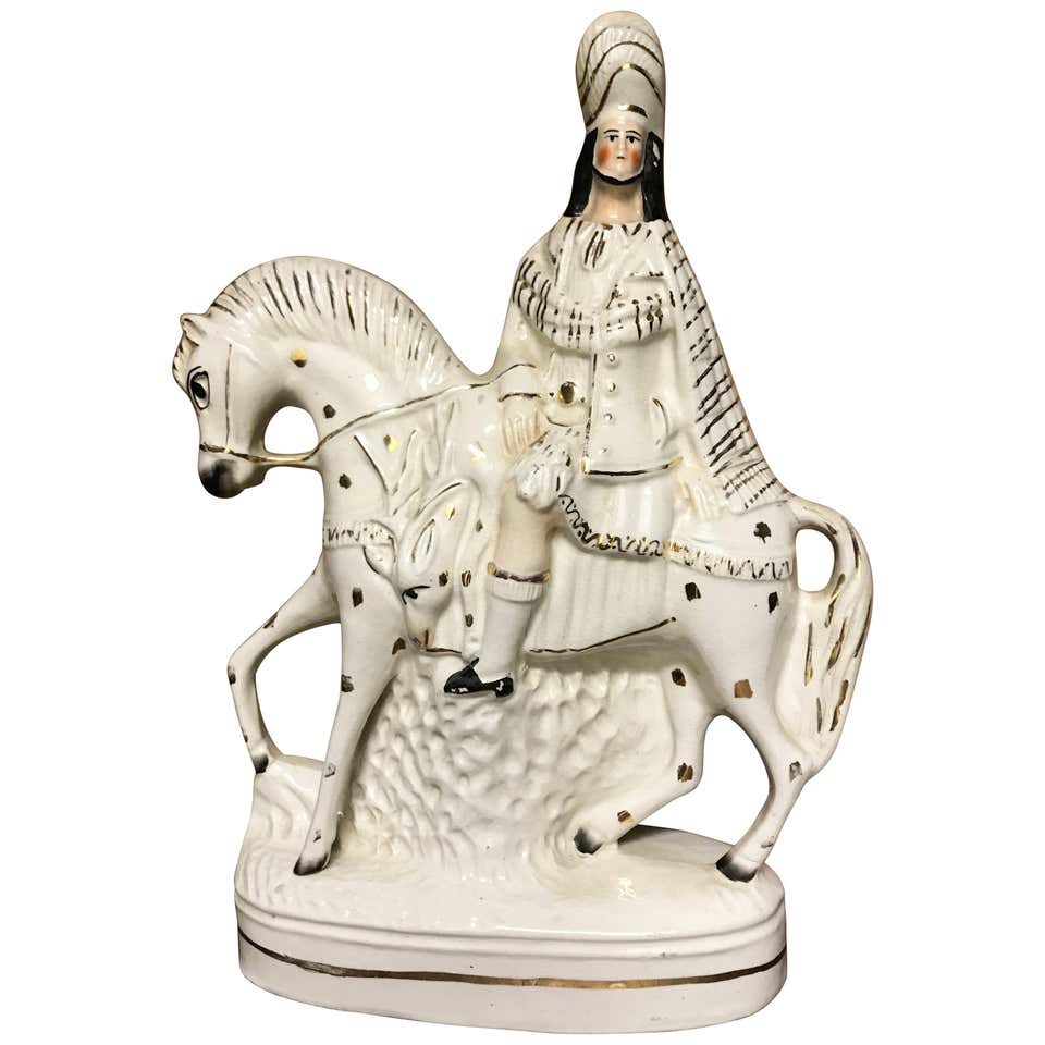 19th Century English Staffordshire Scottish Hunter on Horseback