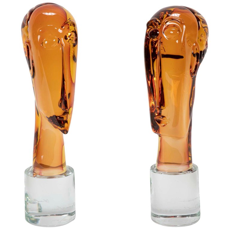Homage to Amedeo Modigliani Pair of Murano Glass Figures