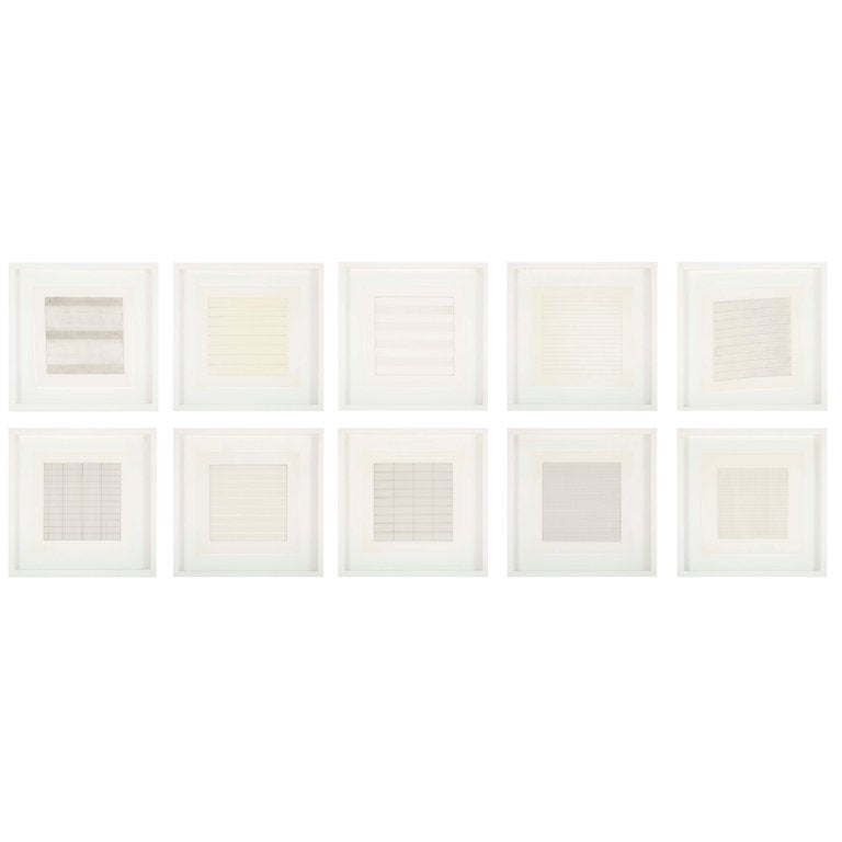 Set of 10 Lithographs After Drawings by Agnes Martin