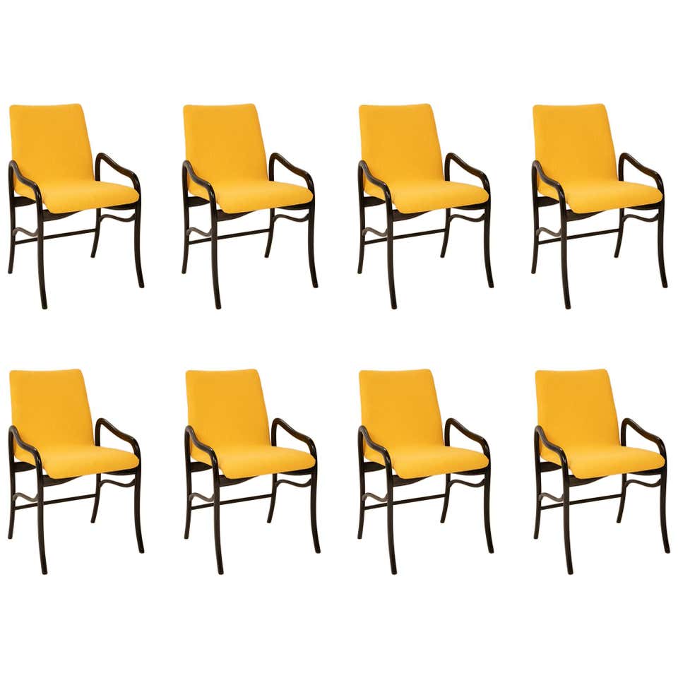 A Set of 8 Sculptural Italian Dining Chairs Attributed to Malatesta & Mason