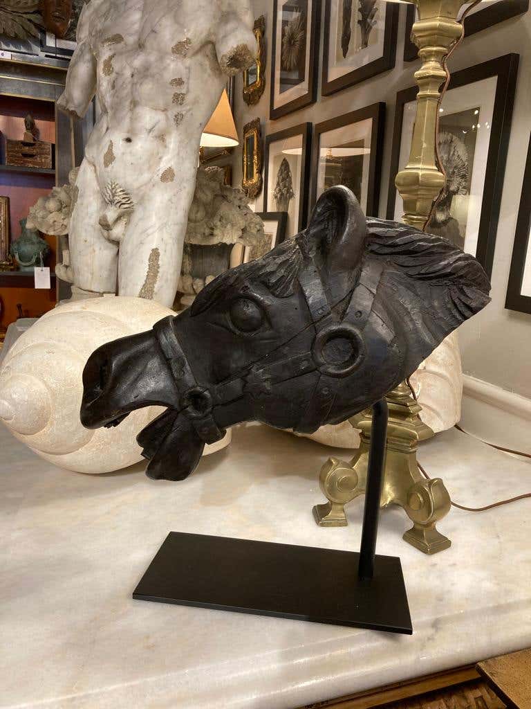 19th Century American Carved Wood Horse Head
