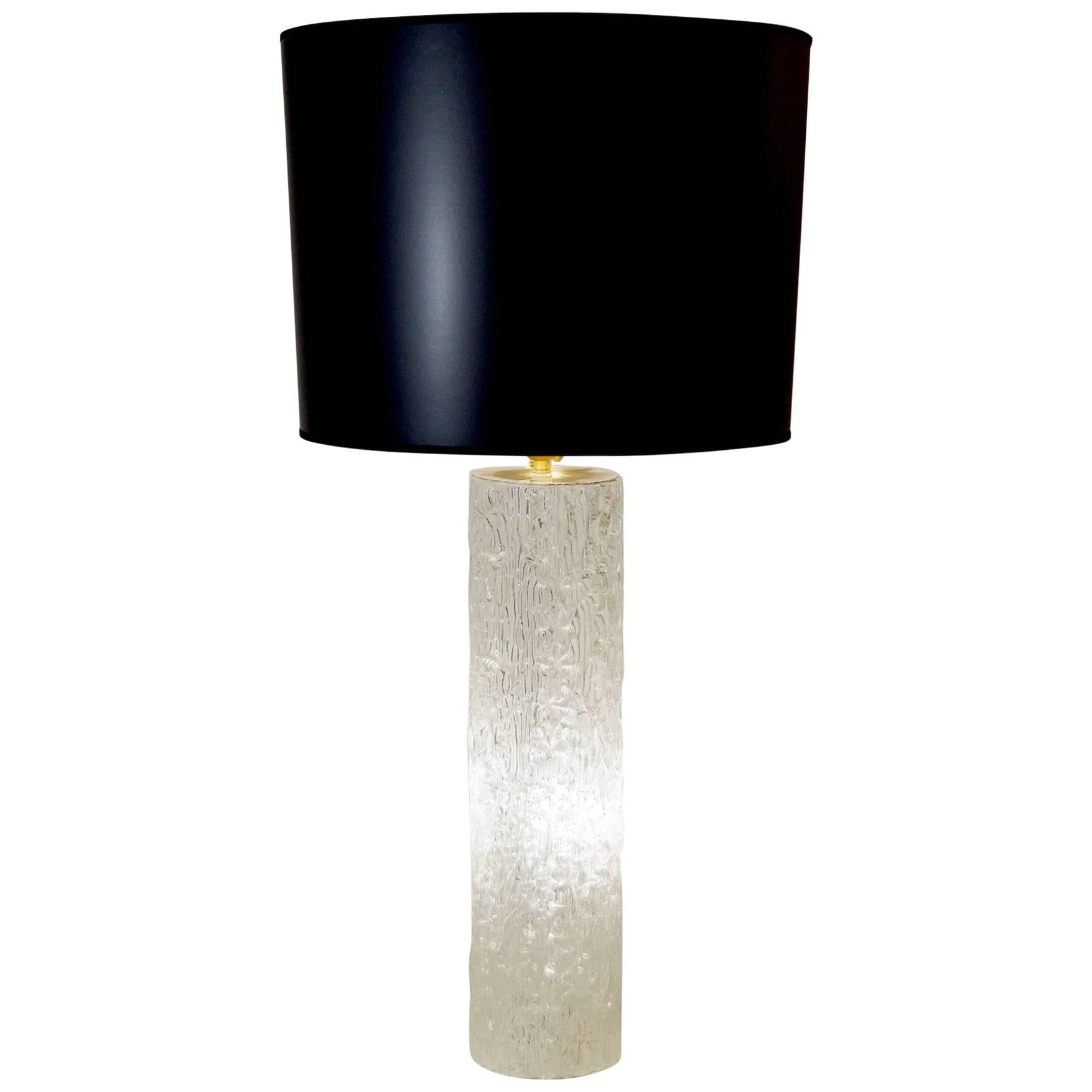 Cylindrical Glass Table Lamp with Interior Lighting by Kaiser Leuchten