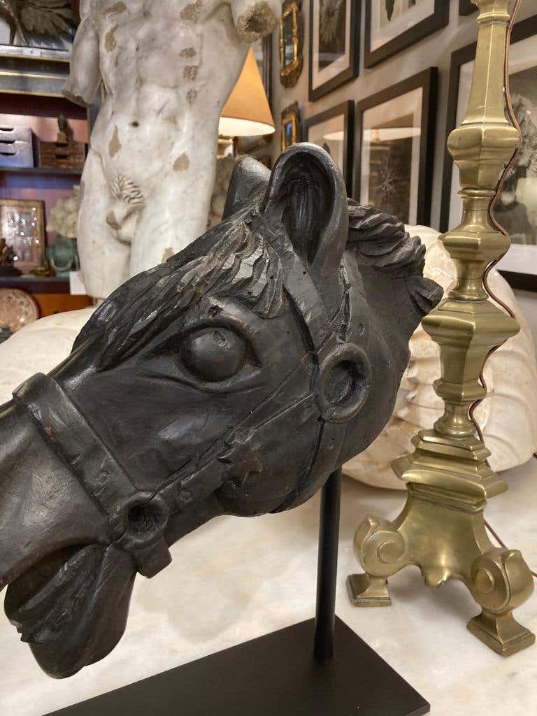 19th Century American Carved Wood Horse Head