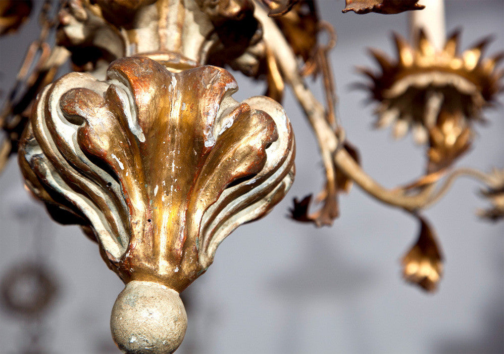 Gilt Wood & Tole Chandelier