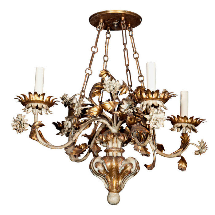 Gilt Wood & Tole Chandelier