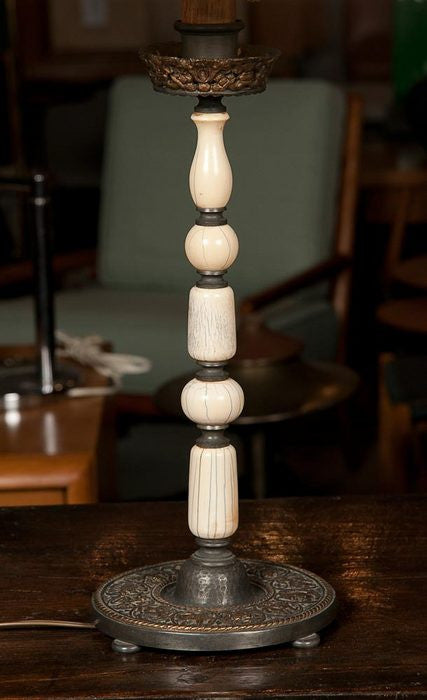 Bone and Gilt Pewter Lamp