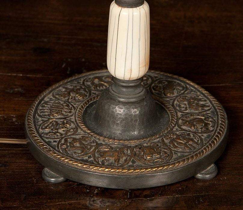 Bone and Gilt Pewter Lamp