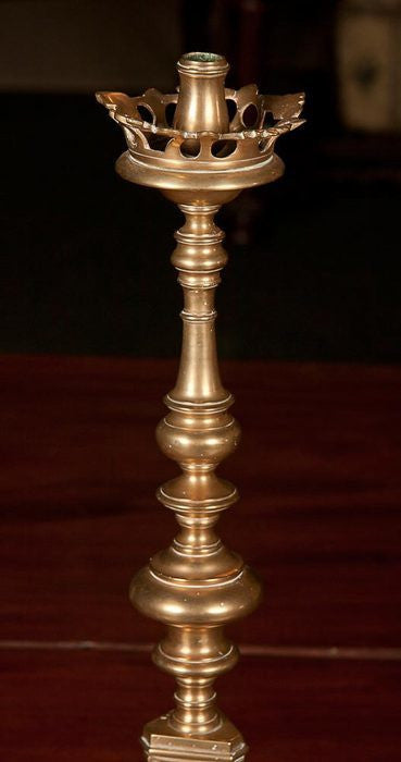 Pair of Tall Brass Candlesticks