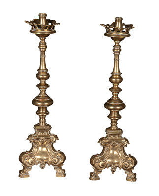 Pair of Tall Brass Candlesticks