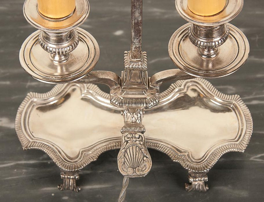 Silvered Two-Light Table Lamp