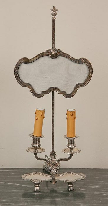 Silvered Two-Light Table Lamp
