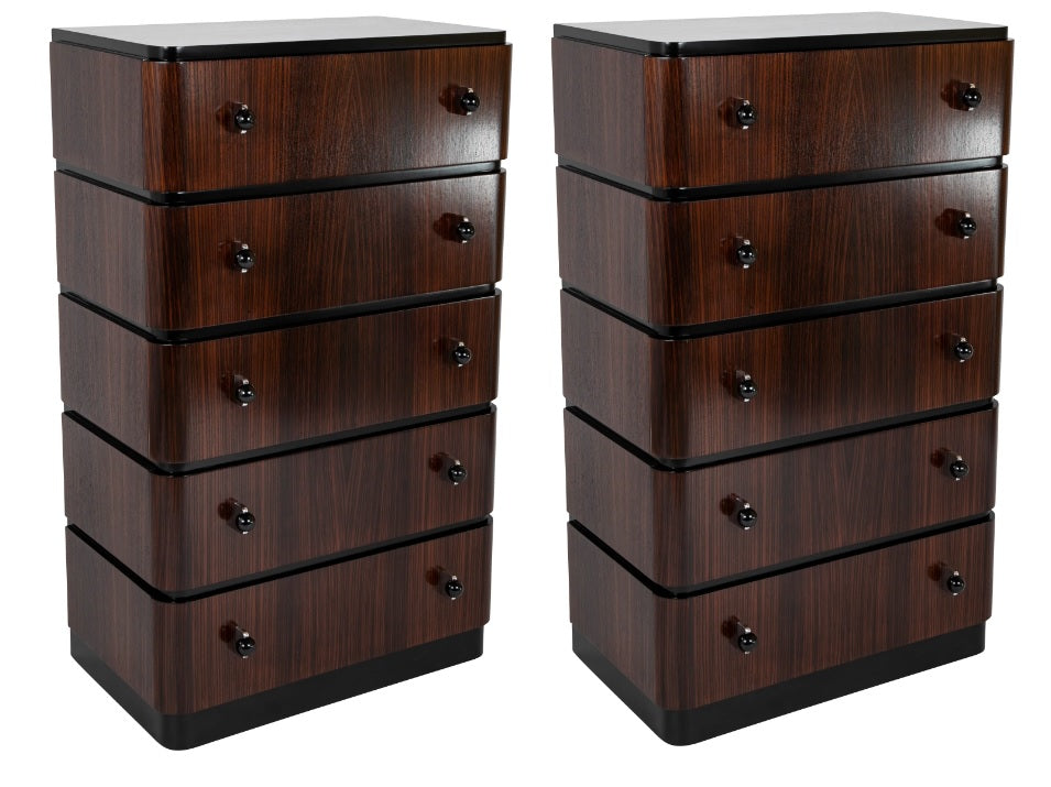 A Striking Pair of Indian Rosewood Chests of Drawers by Donald Deskey