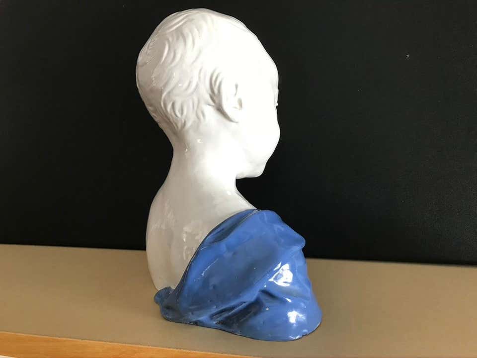 19th Century Glazed Ceramic Bust of a Boy by Cantagalli, Florence, Italy